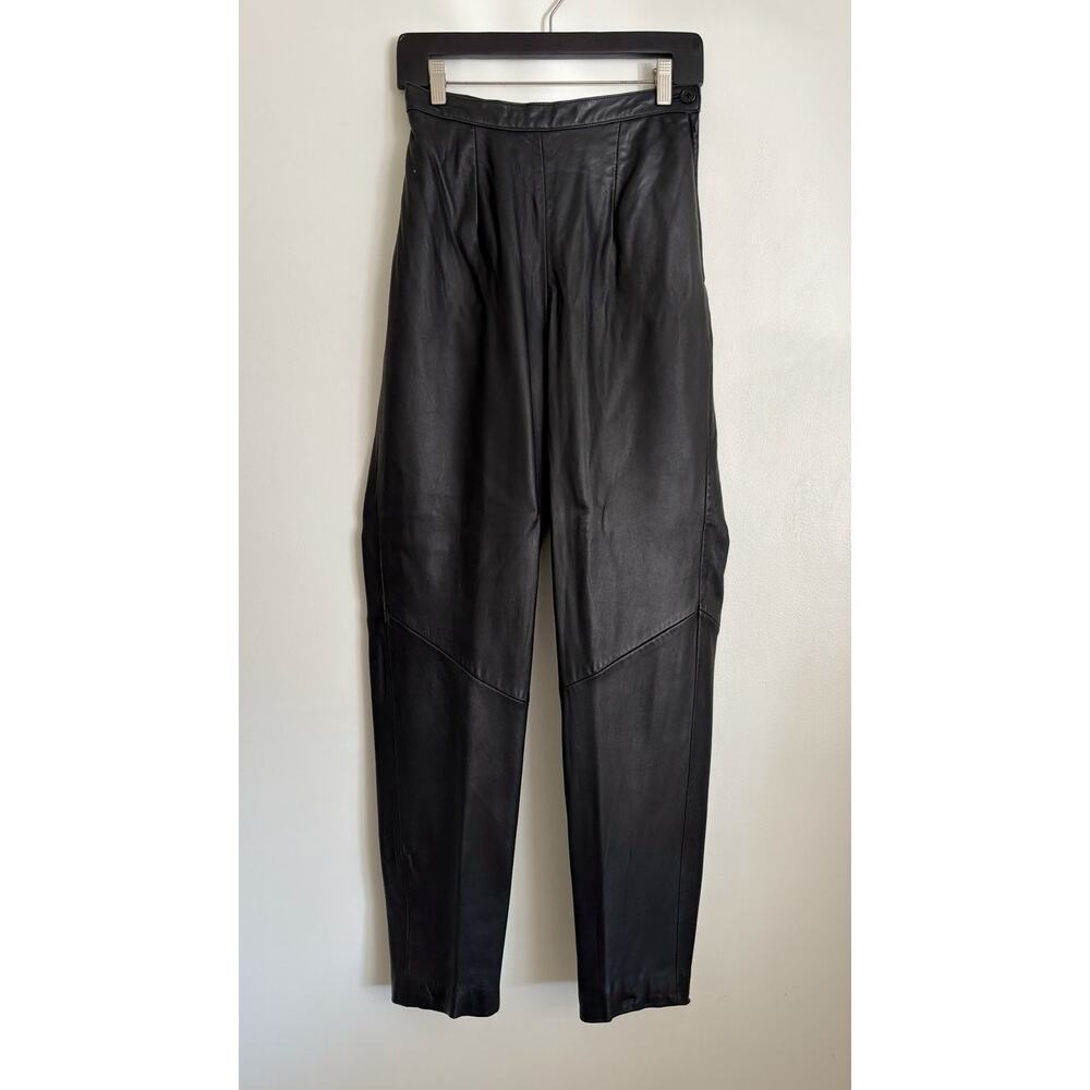 Black Vintage Valerie Stevens New Zealand Lambskin High Rise Leather Pants 6